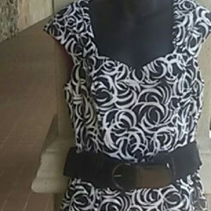 Maggy London black and white midi dress